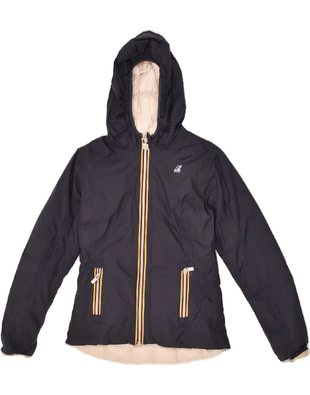 men's fashionable jackets -VINTAGE Boys Hooded Padded Reversible Jacket 11-12 Years Navy Blue