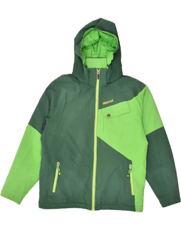 men's sports jackets -VINTAGE Boys Hooded Windbreaker Jacket 13-14 Years Large Green Colourblock