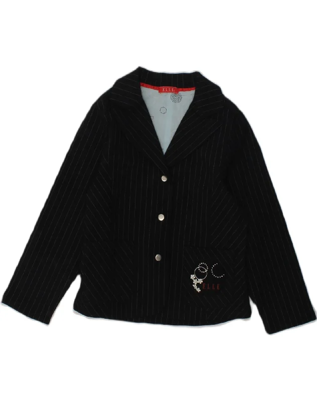 men's zip-up jackets -VINTAGE Girls 3 Button Blazer Jacket 2-3 Years Black Striped Viscose