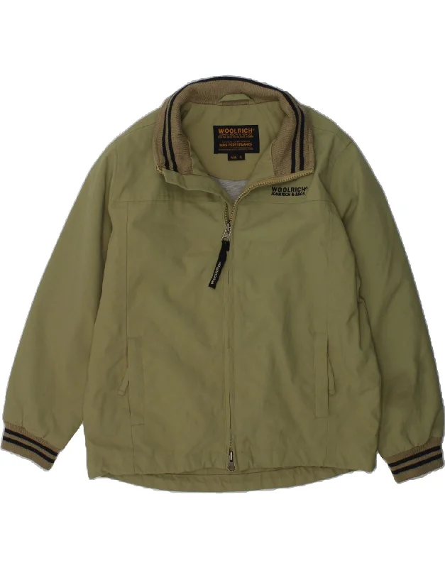 men's long sleeve jackets -WOOLRICH Boys Bomber Jacket 7-8 Years Khaki Nylon