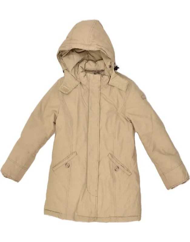 men's casual blazers -WOOLRICH Girls Hooded Padded Jacket 9-10 Years Beige Nylon